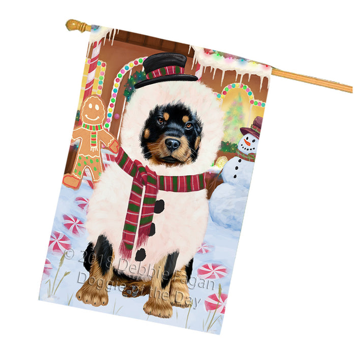 Christmas Gingerbread House Candyfest Rottweiler Dog House Flag FLG57185