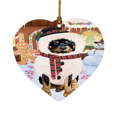 Christmas Gingerbread House Candyfest Rottweiler Dog Heart Christmas Ornament HPOR56857