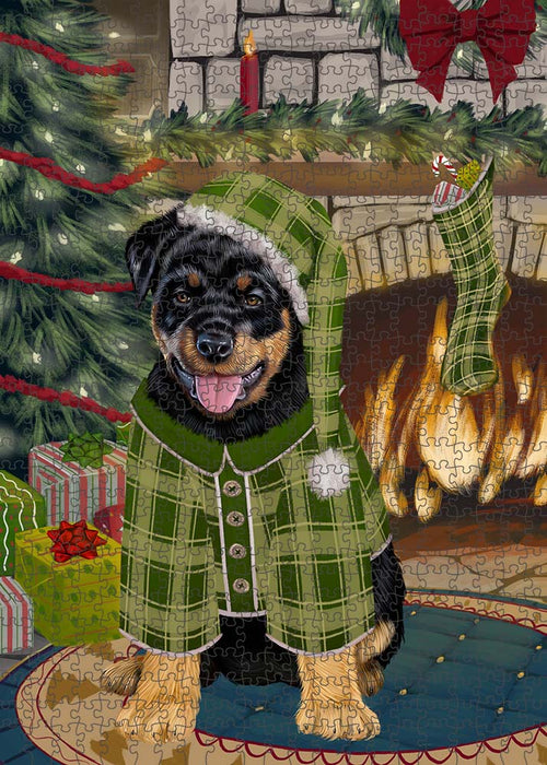 The Stocking was Hung Rottweiler Dog Puzzle with Photo Tin PUZL90544