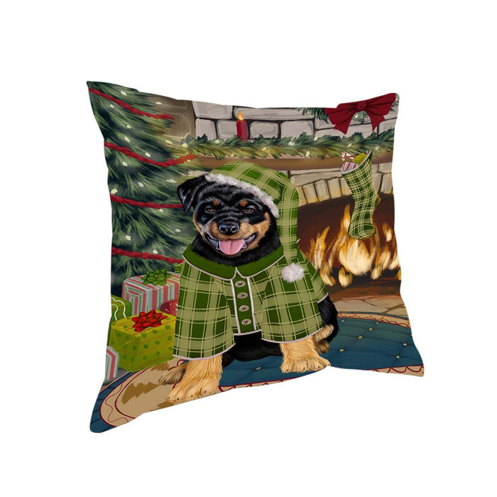 The Stocking was Hung Rottweiler Dog Pillow PIL71268