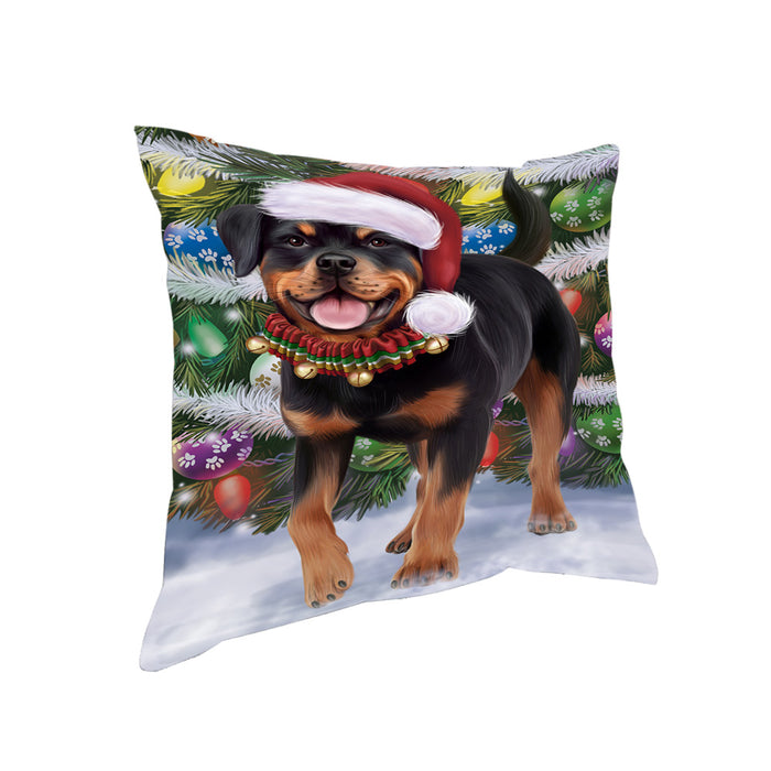 Trotting in the Snow Rottweiler Dog Pillow PIL75504