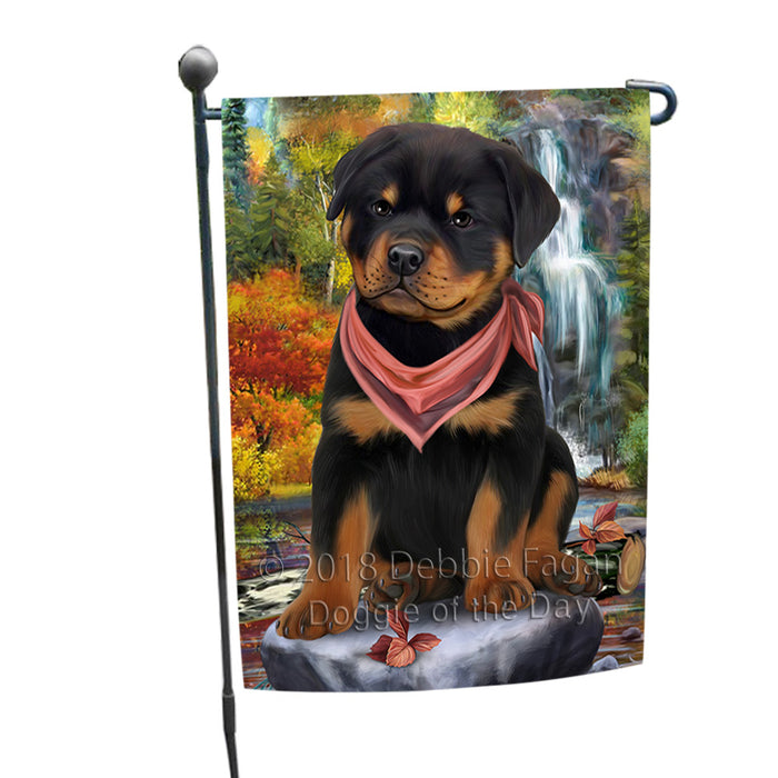 Scenic Waterfall Rottweiler Dog Garden Flag GFLG51938