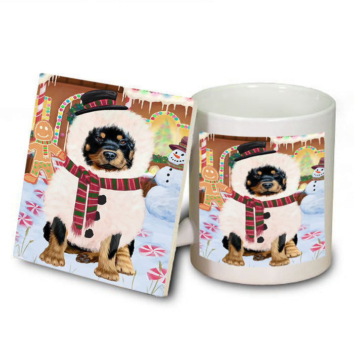 Christmas Gingerbread House Candyfest Rottweiler Dog Mug and Coaster Set MUC56493