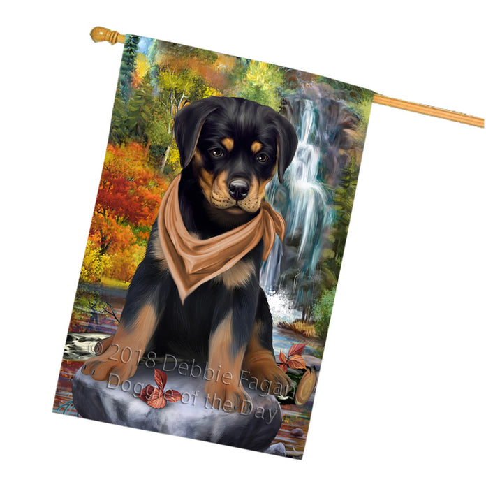 Scenic Waterfall Rottweiler Dog House Flag FLG52075