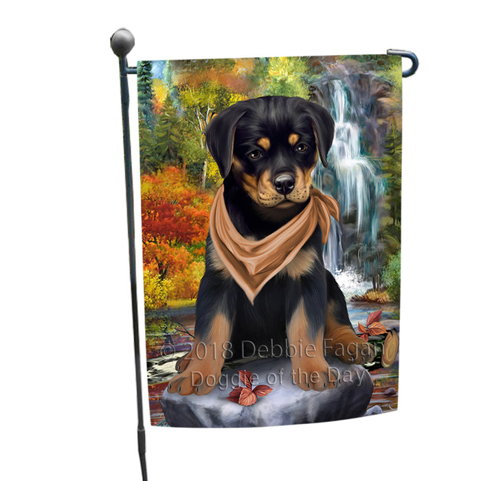 Scenic Waterfall Rottweiler Dog Garden Flag GFLG51939