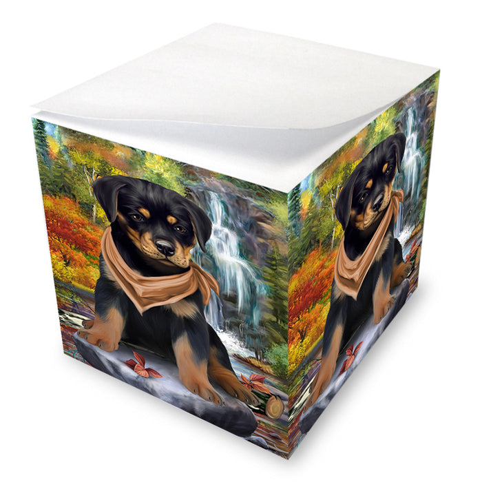Scenic Waterfall Rottweiler Dog Note Cube NOC51942