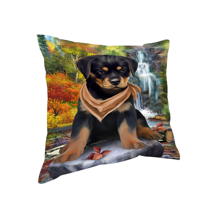 Scenic Waterfall Rottweiler Dog Pillow PIL64132