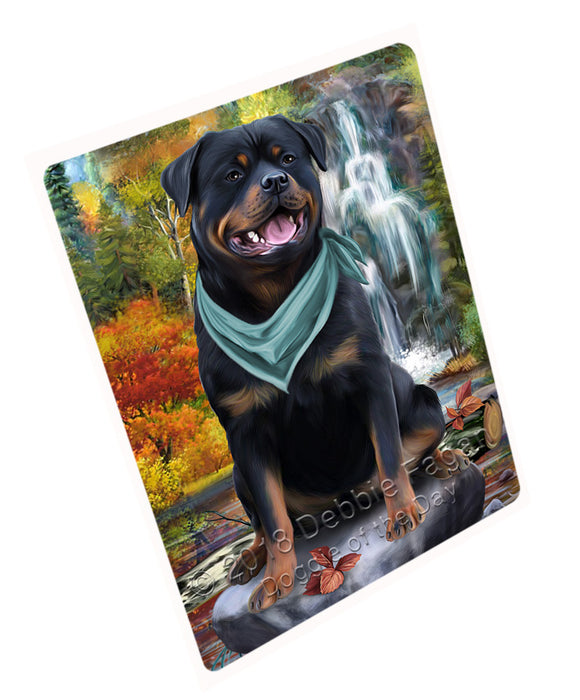 Scenic Waterfall Rottweiler Dog Large Refrigerator / Dishwasher Magnet RMAG72156