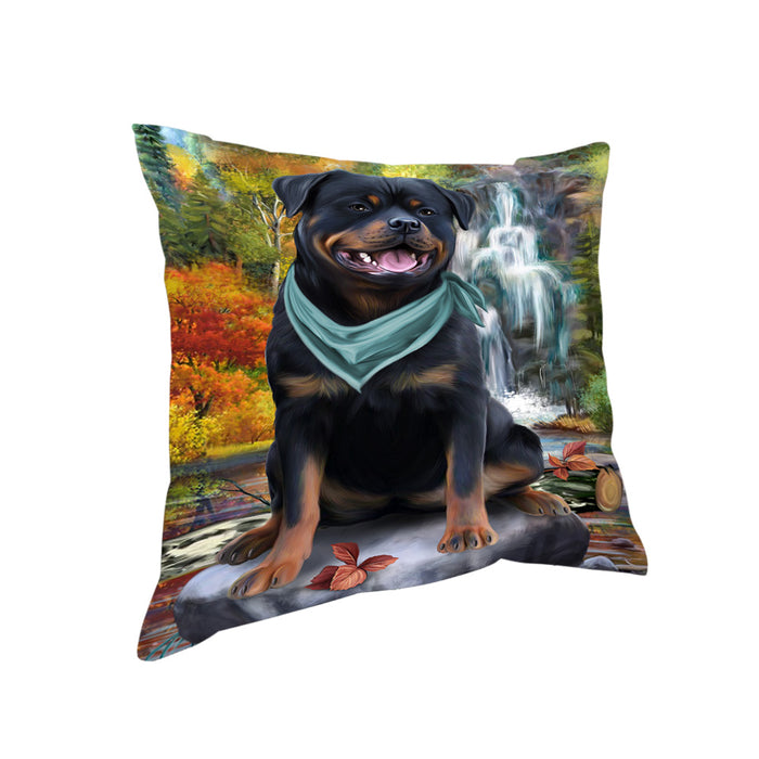 Scenic Waterfall Rottweiler Dog Pillow PIL64136