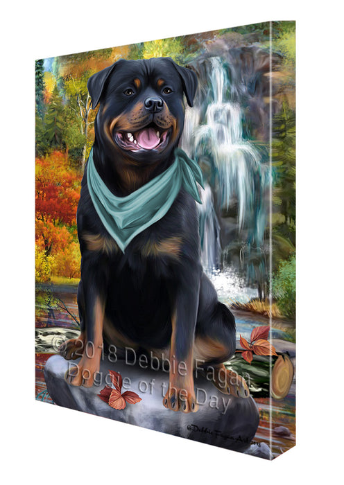 Scenic Waterfall Rottweiler Dog Canvas Print Wall Art Décor CVS84752