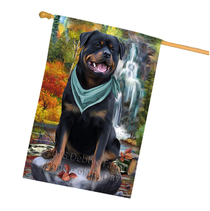 Scenic Waterfall Rottweiler Dog House Flag FLG52076