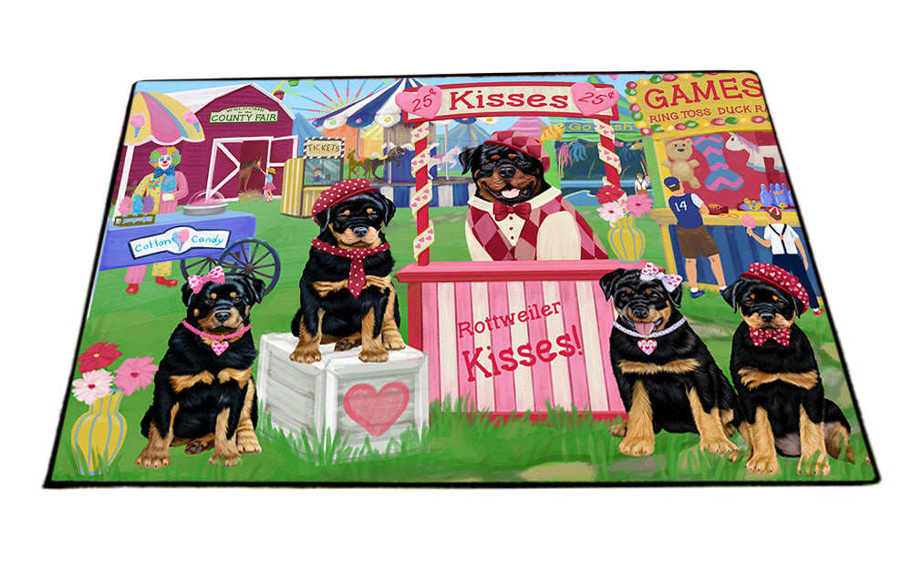 Carnival Kissing Booth Rottweilers Dog Floormat FLMS53016