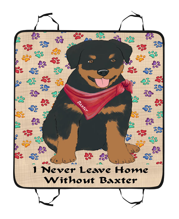 Personalized I Never Leave Home Paw Print Rottweiler Dogs Pet Back Car Seat Cover