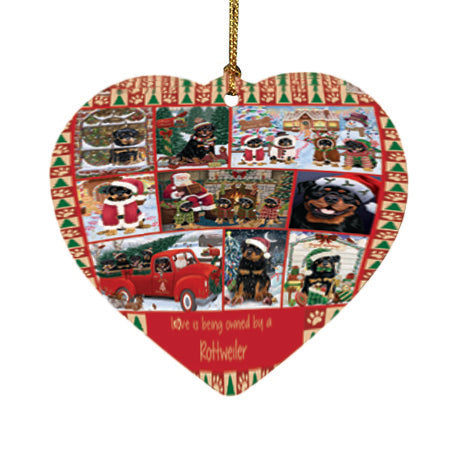 Love is Being Owned Christmas Rottweiler Dogs Heart Christmas Ornament HPOR57875