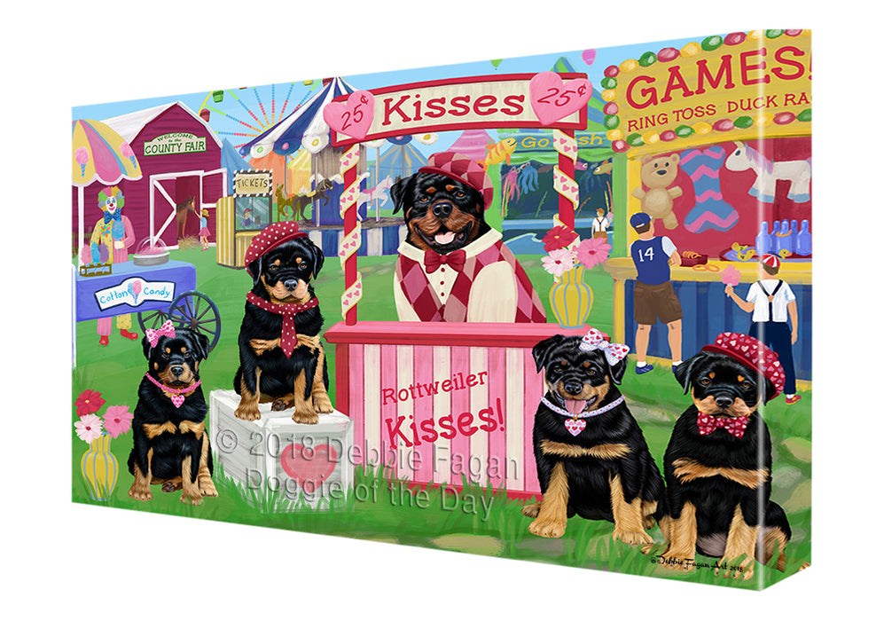 Carnival Kissing Booth Rottweilers Dog Canvas Print Wall Art Décor CVS125486