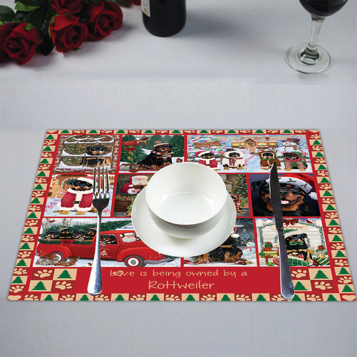 Love is Being Owned Christmas Rottweiler Dogs Placemat