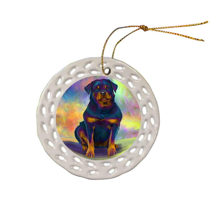 Paradise Wave Rottweiler Dog Ceramic Doily Ornament DPOR56434