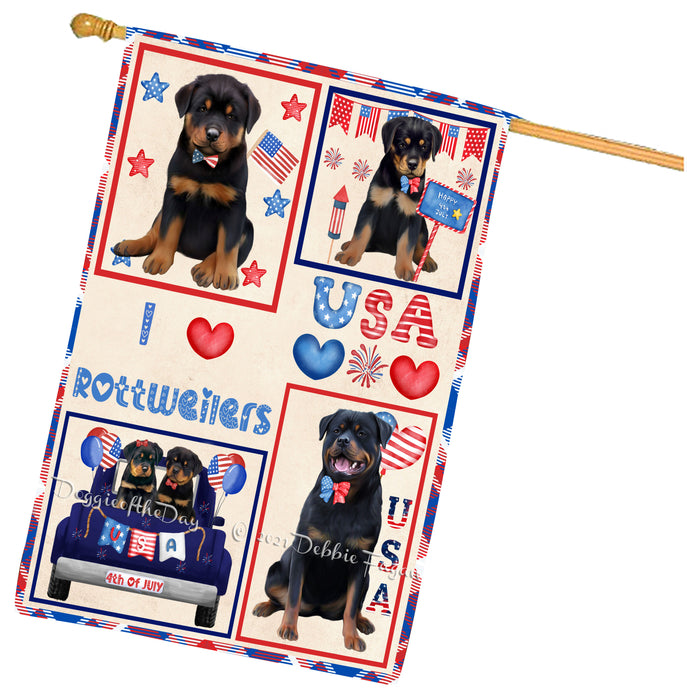 4th of July Independence Day I Love USA Rottweiler Dogs House flag FLG66986