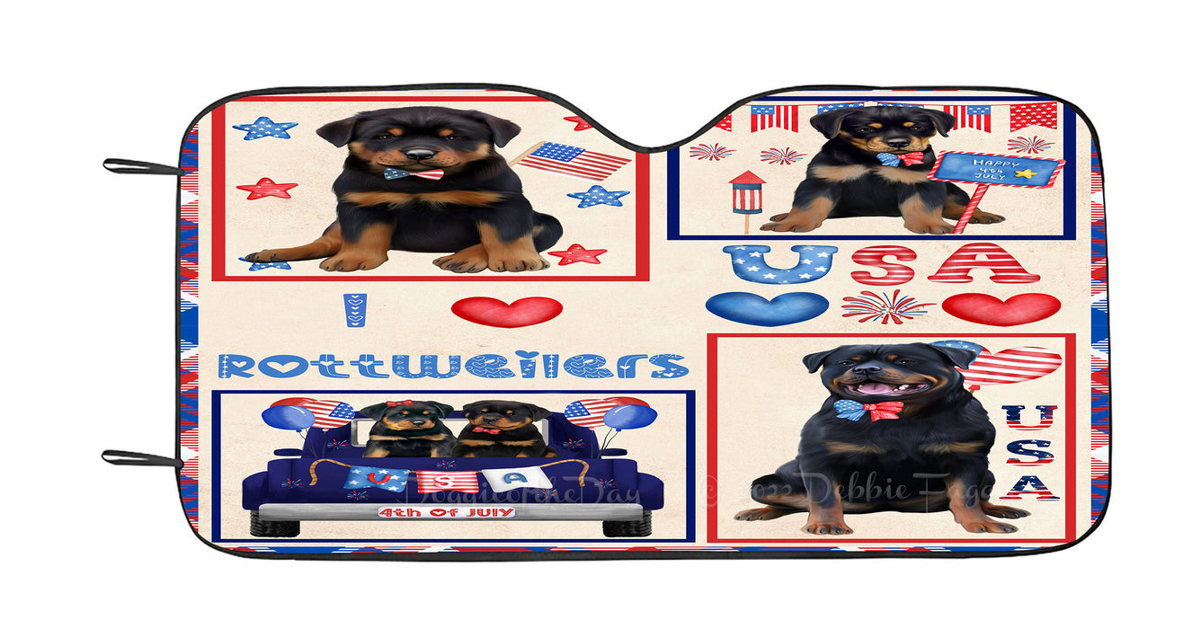 4th of July Independence Day I Love USA Rottweiler Dogs Car Sun Shade Cover Curtain