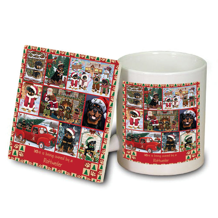 Love is Being Owned Christmas Rottweiler Dogs Mug and Coaster Set MUC57240