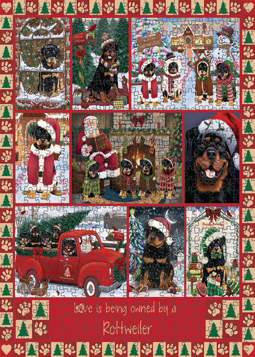 Love is Being Owned Christmas Rottweiler Dogs Puzzle with Photo Tin PUZL99468