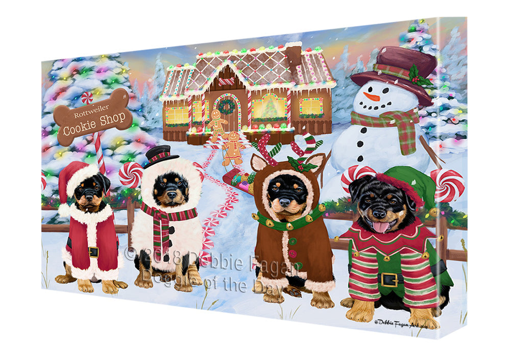 Holiday Gingerbread Cookie Shop Rottweilers Dog Canvas Print Wall Art Décor CVS130859
