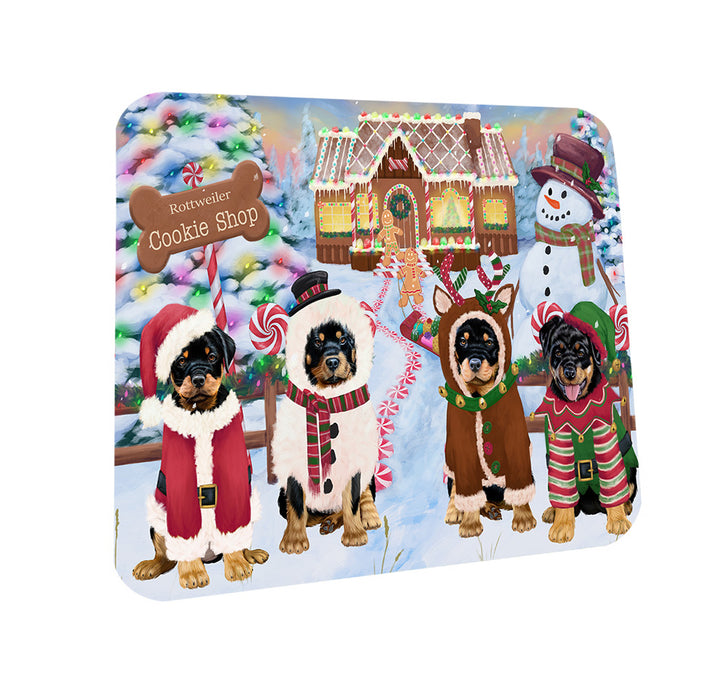 Holiday Gingerbread Cookie Shop Rottweilers Dog Coasters Set of 4 CST56473