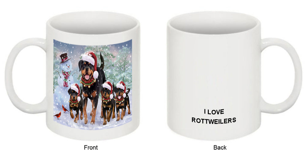 Christmas Running Family Dogs Rottweilers Dog Coffee Mug MUG49623