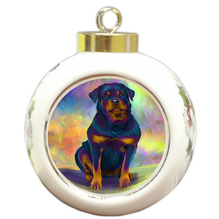 Paradise Wave Rottweiler Dog Round Ball Christmas Ornament RBPOR56434