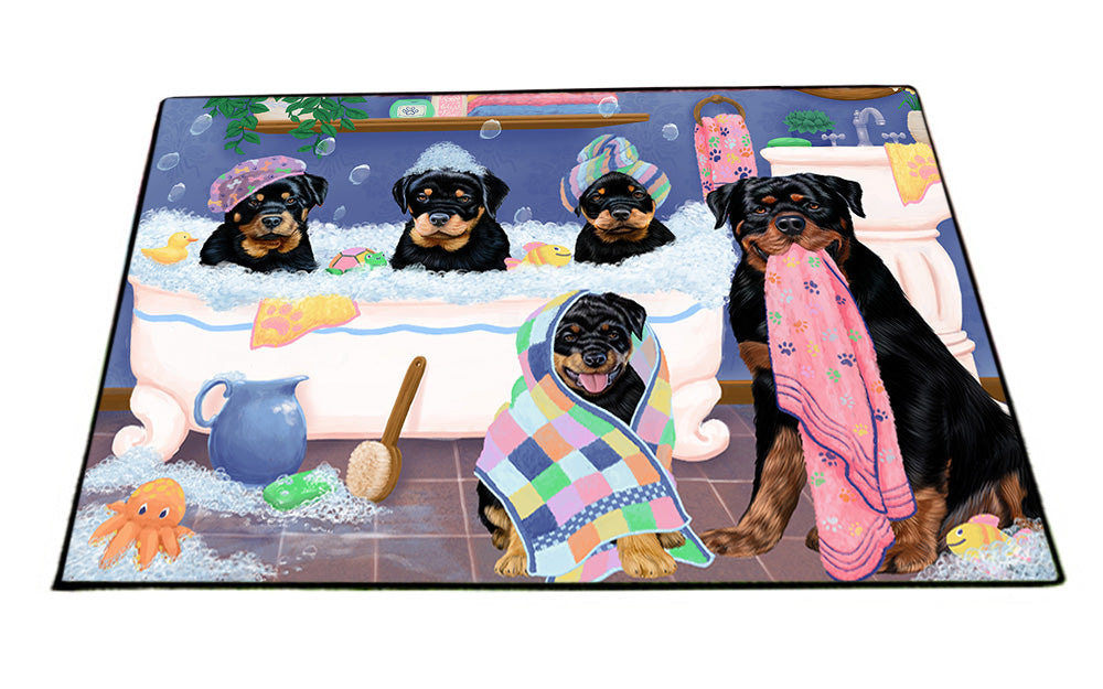 Rub A Dub Dogs In A Tub Rottweilers Dog Floormat FLMS53625