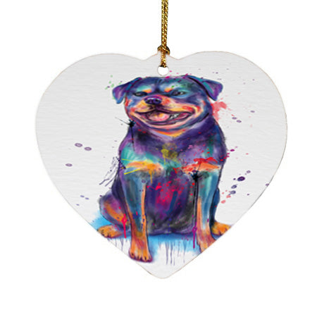 Watercolor Rottweiler Dog Heart Christmas Ornament HPOR57392