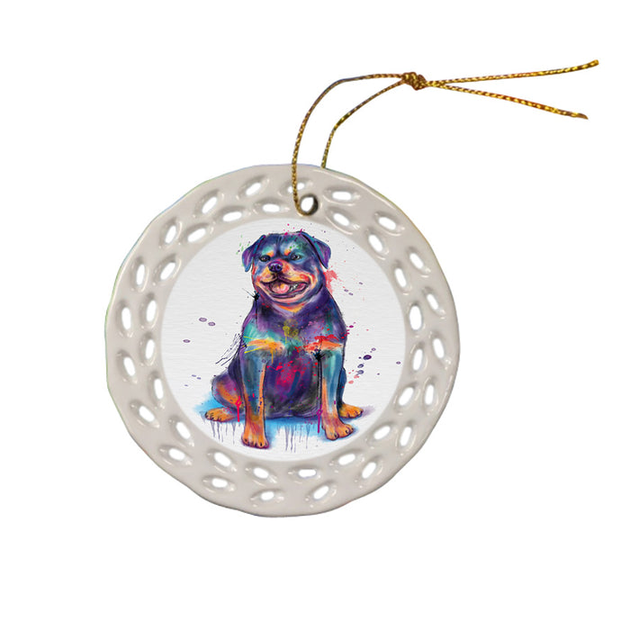 Watercolor Rottweiler Dog Ceramic Doily Ornament DPOR57392