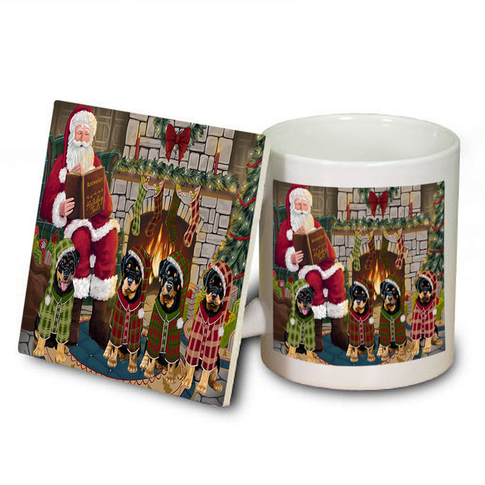 Christmas Cozy Holiday Tails Rottweilers Dog Mug and Coaster Set MUC55373
