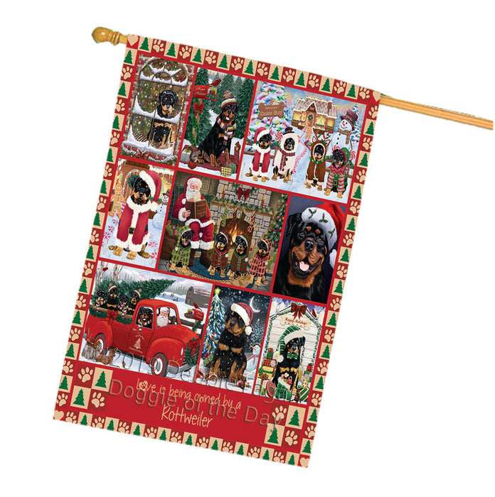 Love is Being Owned Christmas Rottweiler Dogs House Flag FLG66087