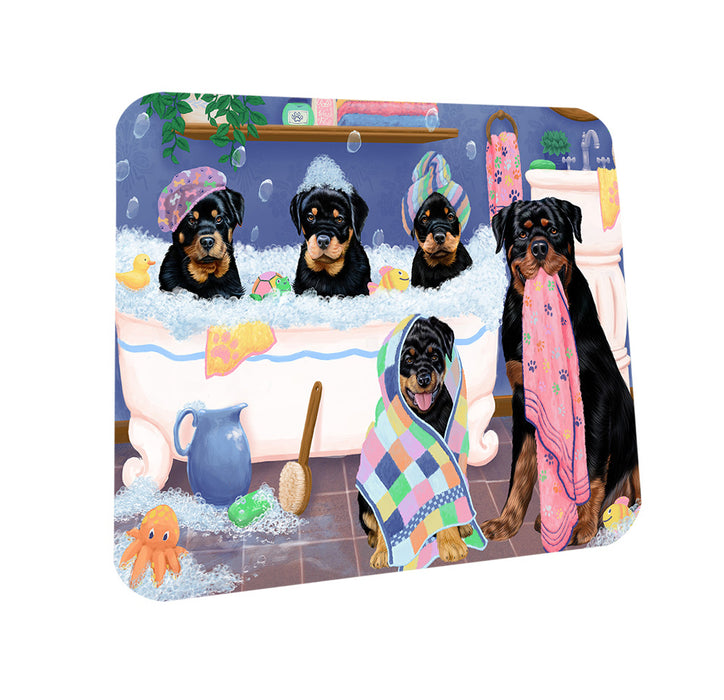 Rub A Dub Dogs In A Tub Rottweilers Dog Coasters Set of 4 CST56772