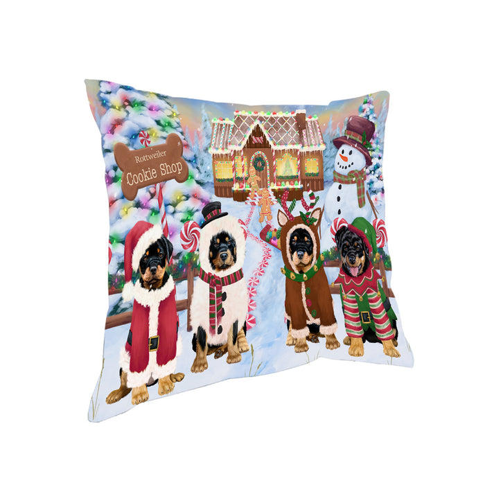 Holiday Gingerbread Cookie Shop Rottweilers Dog Pillow PIL80352