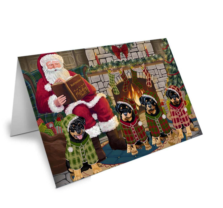 Christmas Cozy Holiday Tails Rottweilers Dog Handmade Artwork Assorted Pets Greeting Cards and Note Cards with Envelopes for All Occasions and Holiday Seasons GCD70658