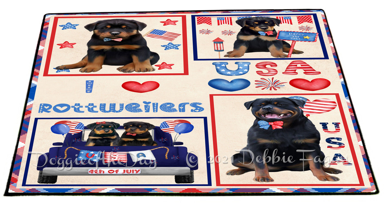4th of July Independence Day I Love USA Rottweiler Dogs Floormat FLMS56296 Floormat FLMS56296