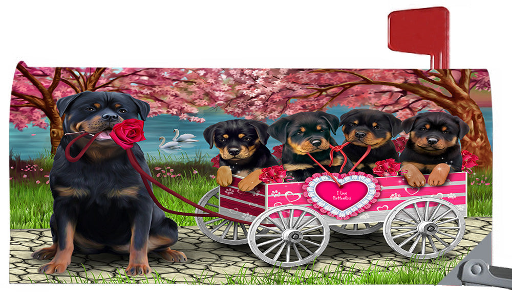 I Love Rottweiler Dogs in a Cart Magnetic Mailbox Cover MBC48576