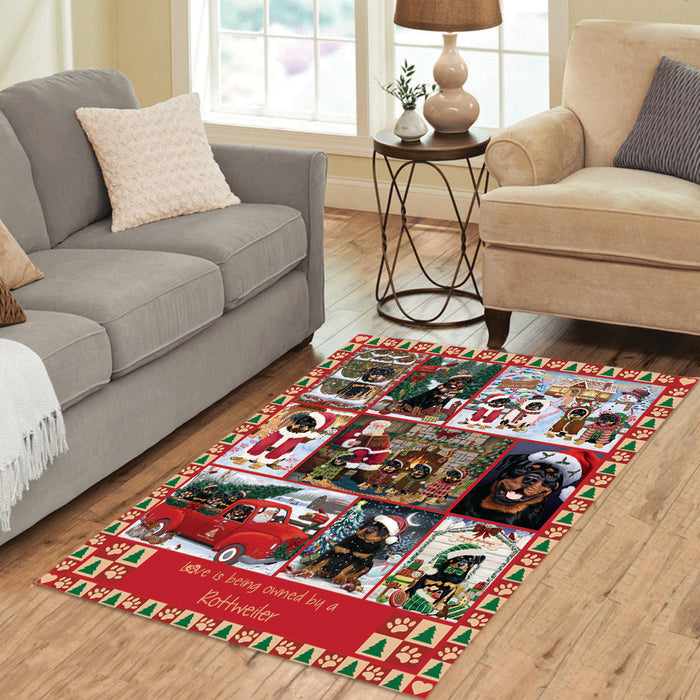Love is Being Owned Christmas Rottweiler Dogs Area Rug
