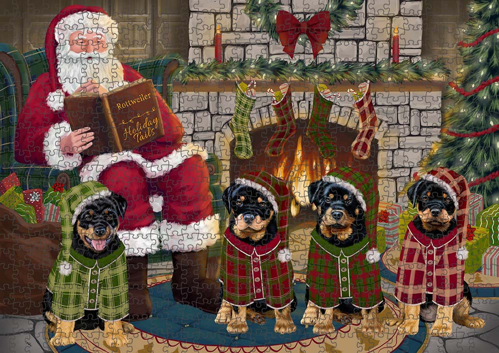 Christmas Cozy Holiday Tails Rottweilers Dog Puzzle with Photo Tin PUZL89728
