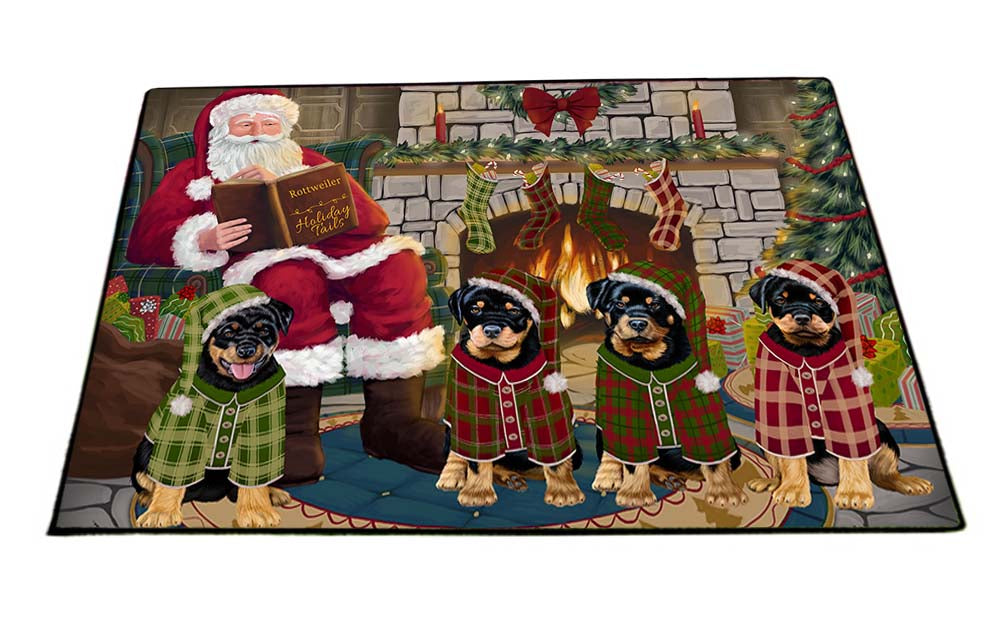 Christmas Cozy Holiday Tails Rottweilers Dog Floormat FLMS52734