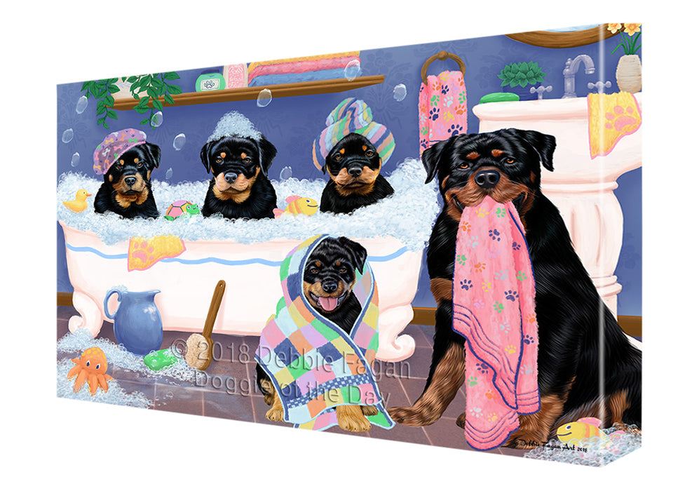 Rub A Dub Dogs In A Tub Rottweilers Dog Canvas Print Wall Art Décor CVS133550