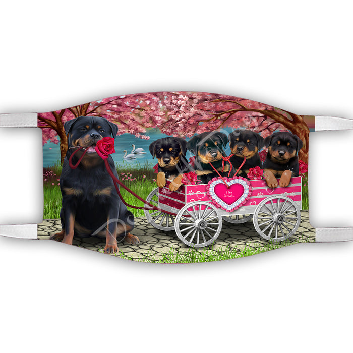 I Love Rottweiler Dogs in a Cart Face Mask FM48173