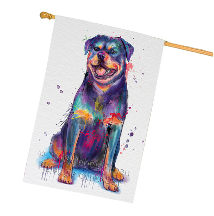 Watercolor Rottweiler Dog House Flag FLG65121