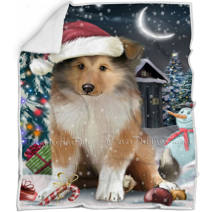 Have a Holly Jolly Christmas Happy Holidays Rough Collie Dog Blanket BLNKT105546