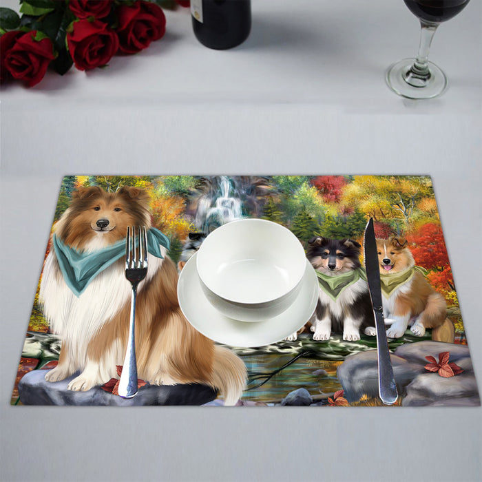 Scenic Waterfall Rough Collie Dogs Placemat