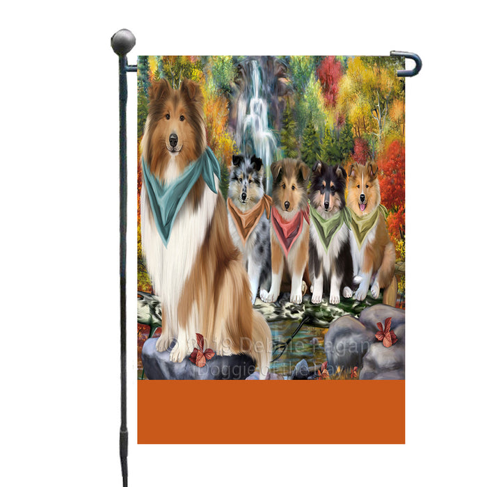 Personalized Scenic Waterfall Rough Collie Dogs Custom Garden Flags GFLG-DOTD-A60840