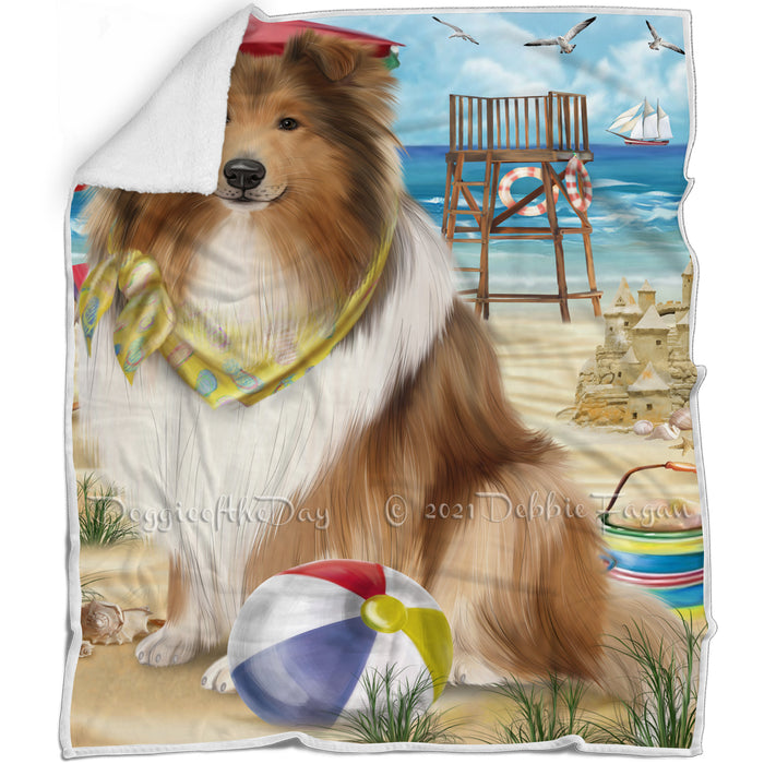 Pet Friendly Beach Rough Collie Dog Blanket BLNKT104961