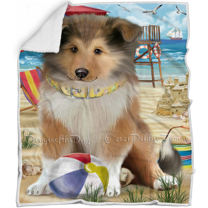 Pet Friendly Beach Rough Collie Dog Blanket BLNKT104970